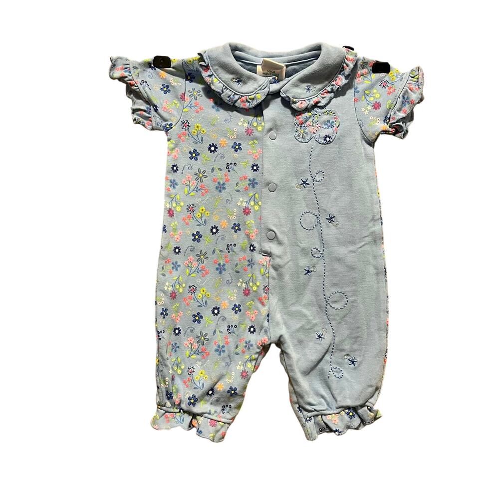 Baby Okie Dokie Knit Embroidered Jumper Sleeper One piece Snaps 0-3 Months